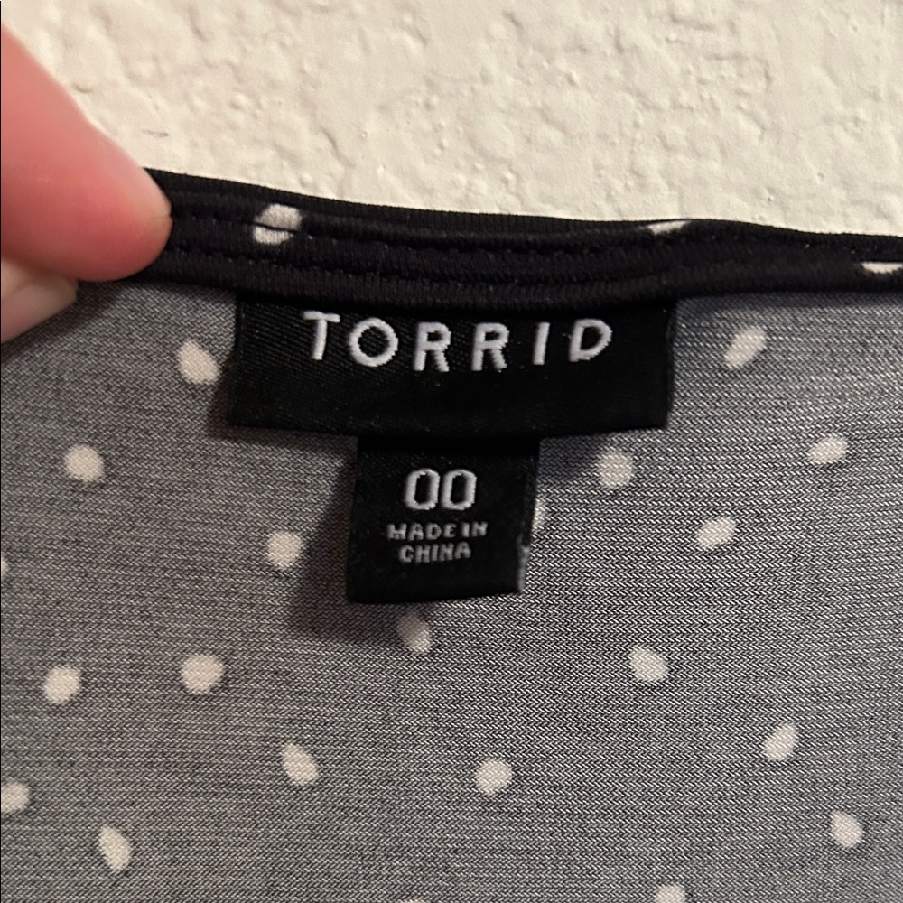 Torrid Black and White Asymmetrical Polka Dot Dress - Picture 2 of 4
